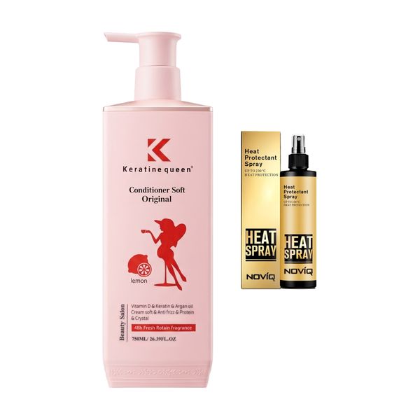 Keratin Vegan Conditioner 750ml - Argan - Protein + Noviq Heat Spray