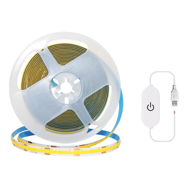 5m 6500K Super Bright COB LED Strip Light With Touch Sensor Switch