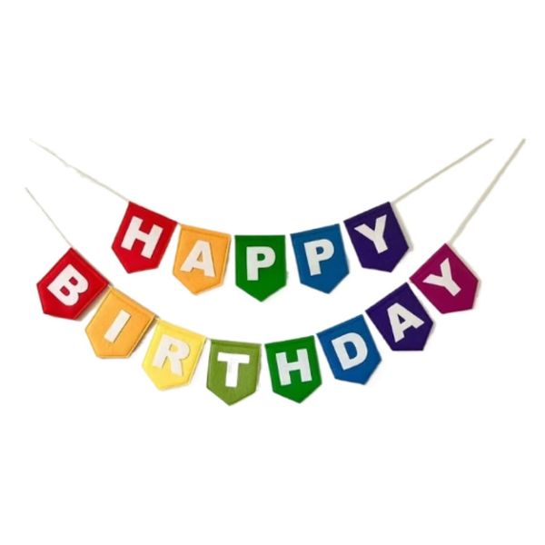 Decor Party Fabric Felt Rainbow Happy Birthday Bunting Banner 3m
