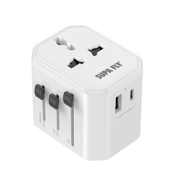 SUPA FLY Travel Adapter Plug UK USA &amp; AUS | Type-C &amp; USB-C