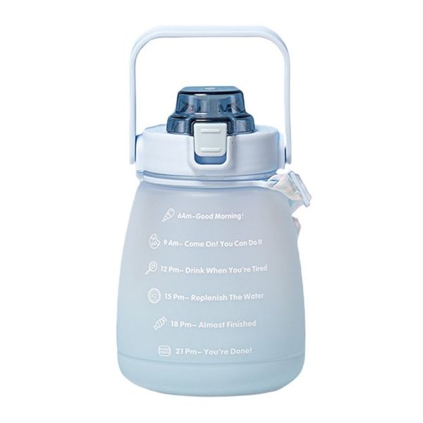 Portable Stylish Gradient Inspirational Water Bottle With Straw - 1400ml