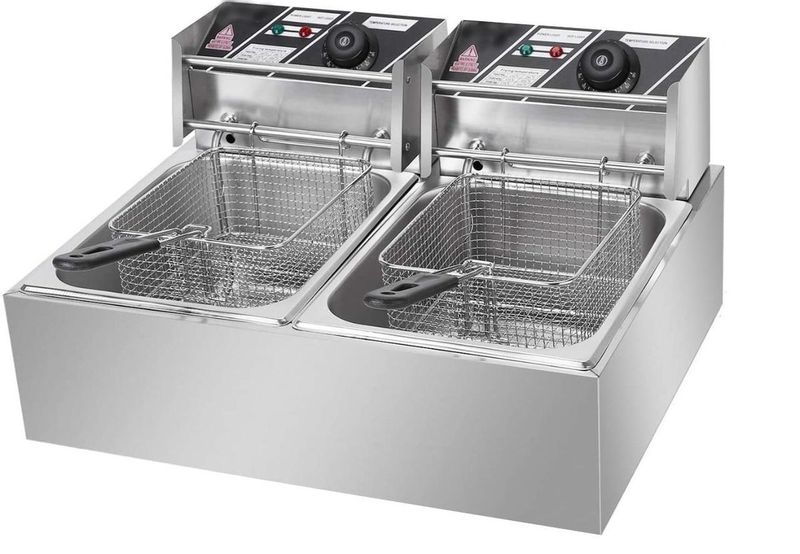 Heavy-Duty Stainless Steel 6L + 6L Double Tank Electric Deep Fryer