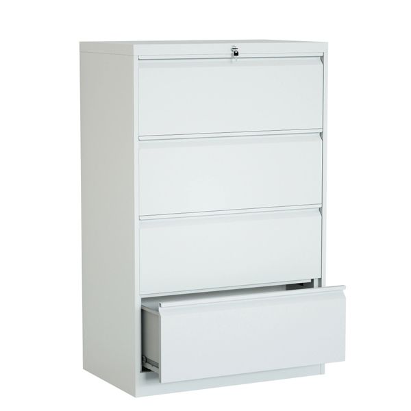 Steel Lateral Vertical 4 Drawer Filing Cabinet Swan-neck Handle With Lock
