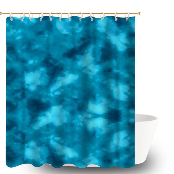 Tie Dyed Shower Curtain Backdrop for Bathroom with 12 Hooks, 180x180cm