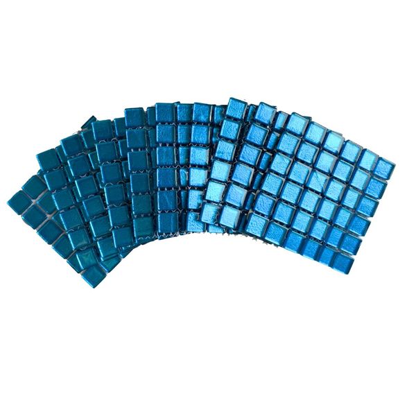 Mosaic Tiles Turquoise Gold Leaf 15x15mm(small tiles for crafting)