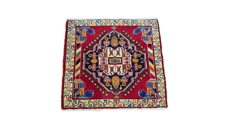 Very Fine Persian Qashqai Hand Knotted Carpet - 65cm x 65cm