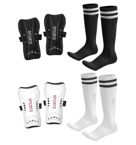2 Packs Youth Soccer Shin Guards and Socks Football Games &amp; Training
