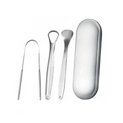 DHAO 4pcs Set Tongue Scraper Stainless Steel Tongue Cleaner