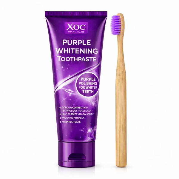 Xpel Oral Care Purple Whitening Toothpaste &amp; bristle bamboo brush 100ml