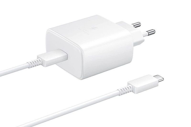 45W Fast Charging Wall Charger with USB-C Cable Power Adapter White