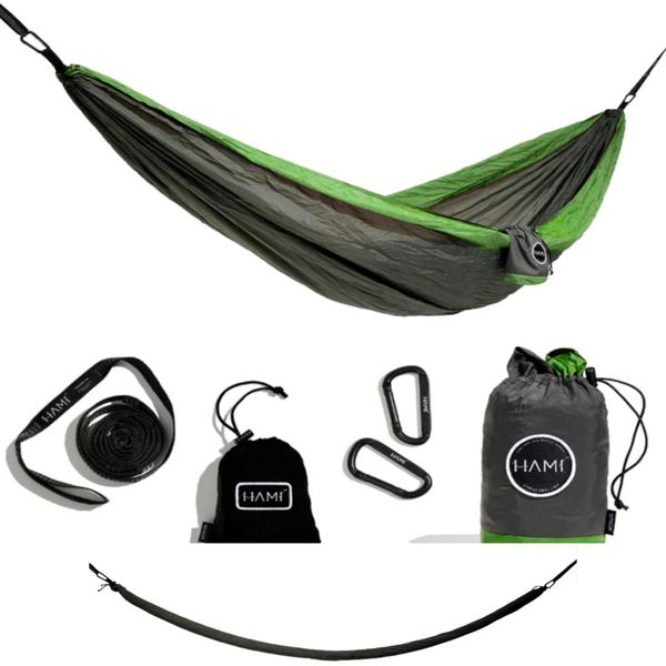 HAMI Double Portable Hammock 3m x 1.8m 100% Recycled Material + Cocoon (3m)