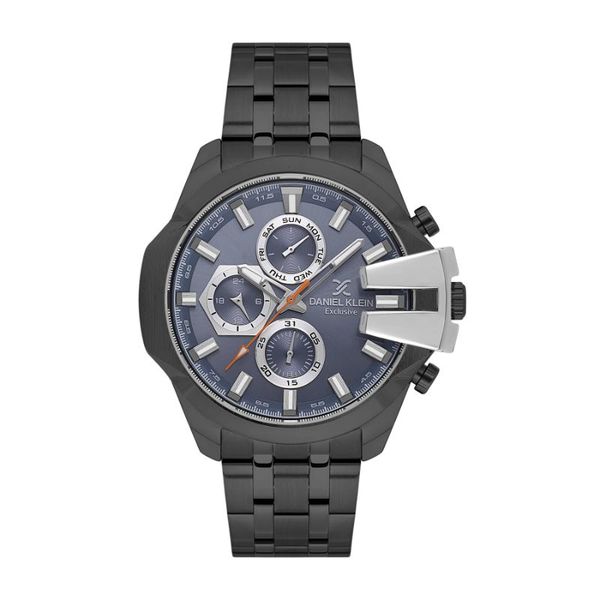 Daniel Klein-Mens Grey Leather Strap Watch-DK113848-3