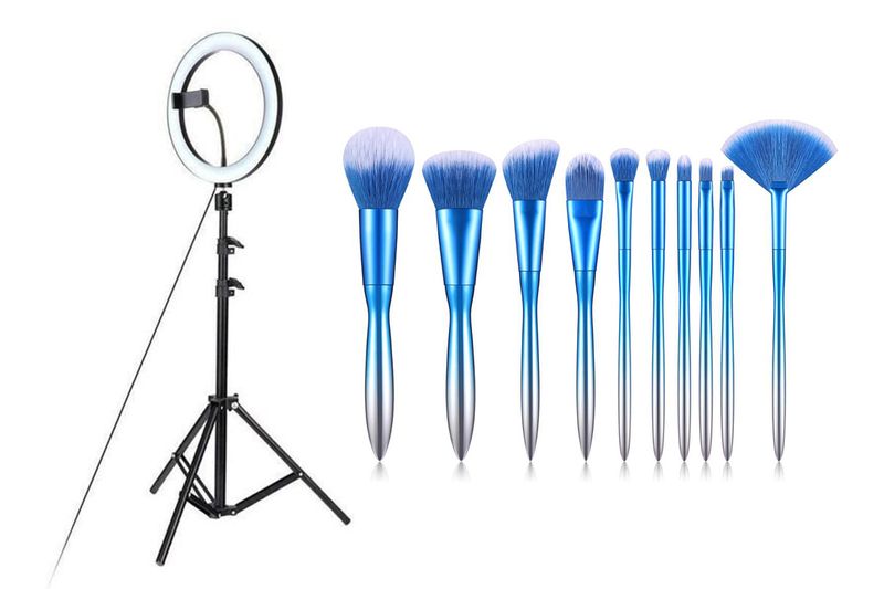 Everglitz LED Light Ring with Tripod and 10pc Gradient Cosmetic Brush Combo