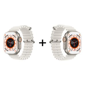 His &amp; Hers White &amp; White Fitness Tracker Smart Watch Series 8 Combo