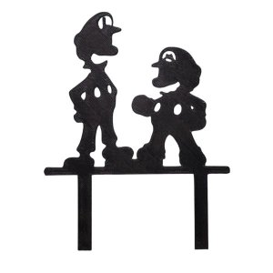 Mario &amp; Luigi Standing Duo Cake Topper - Iconic Character Silhouette - 15cm