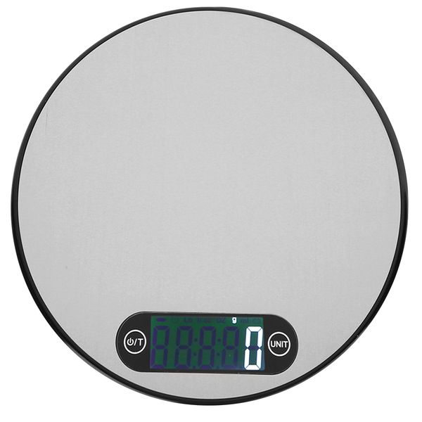 Mini Stainless Steel Circular Electronic Digital Scale 5kg/1g Black