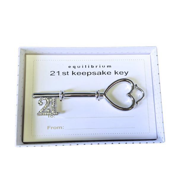 Equilibrium 21st Birthday Keepsake Key - Silver Diamante Commemorative Gift