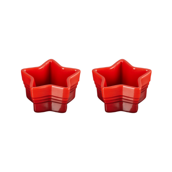 Le Creuset New Noel Set of 2 Star Ramekins - Cerise