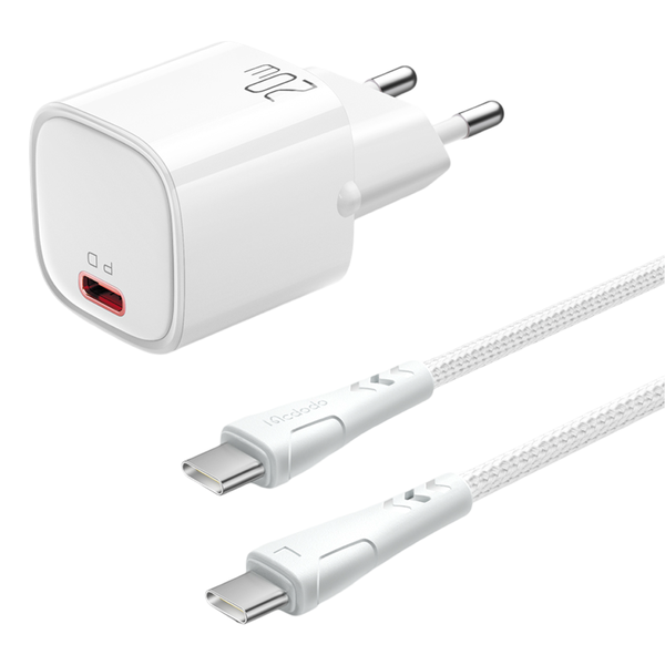 Mcdodo 20W Mini GaN Fast Charger Cellphone Charger, 1m USB-C Charging Cable