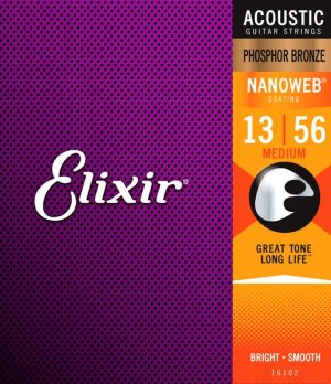 Elixir 16102 Acoustic Medium Phosphor Bronze Nanoweb 0.13-0.56