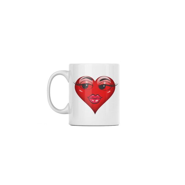 White Ceramic 325ml Heart printed Mug