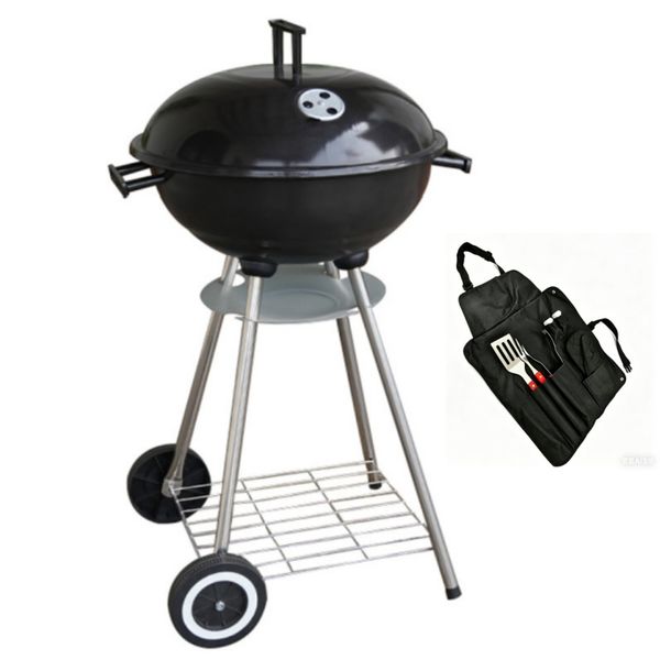 76cm Portable BBQ Charcoal Grill for Outdoor with Cover &amp; Barbecue Set 6pcs