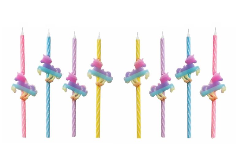 Unicorn Themed Birthday Party Candles 8-Piece