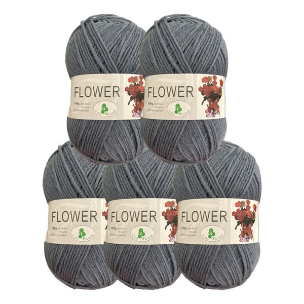 Double Knitting Polyester Yarn 100g (Pack of 5) Slate Blue