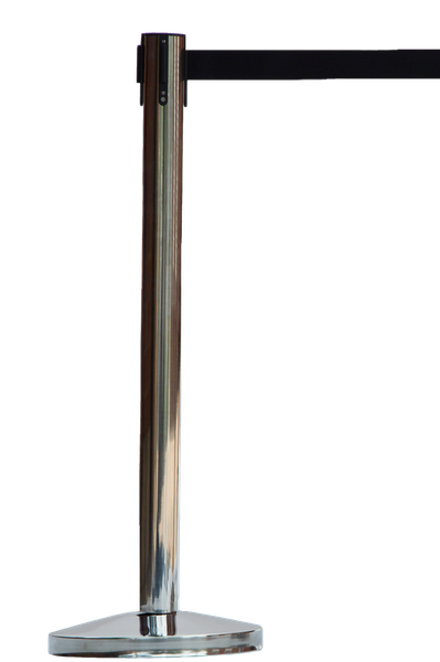 QMagic Chrome Queue Barrier with Retractable Black Belt Single Unit