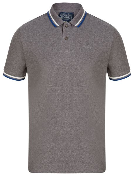 Tokyo Laundry Mens - Thornwood Grindle Cotton Pique Polo Shirt In Dark Gull Grey (Parallel Import)