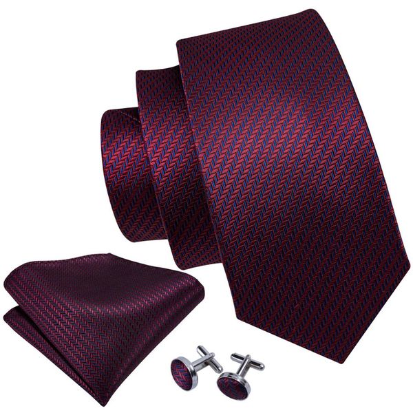 Silk Wedding Necktie Jacquard Woven Striped Ties Men Handkerchief Cufflink