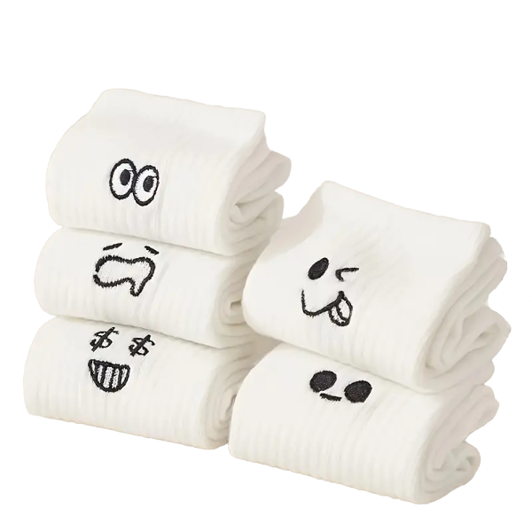 5 Pairs of Super Cute Emotion Character Socks for Young Ladies