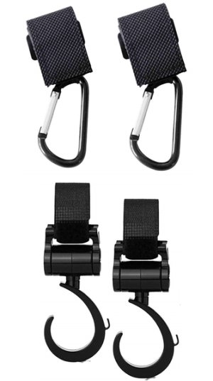 Playful Panda Universal Stroller Non-Slip Adjustable Carabiner Hooks