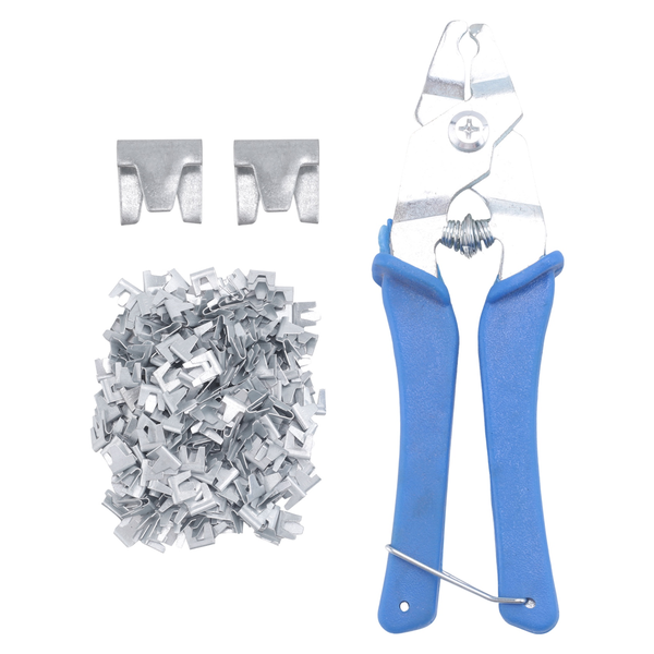 300 Pcs Wire Cage Clamps With 1 Piece Of Pliers For Pet Cage (Blue)