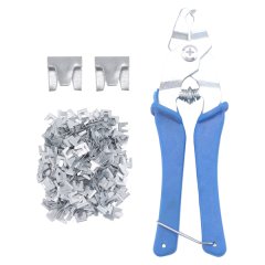 300 Pcs Wire Cage Clamps, with 1 Piece of Wire Cage Buckle Snap Pliers, Sui