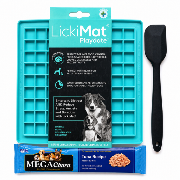 LickiMat Playdate Dog Enrichment Slow Feeder Kit with Treat and Spatula