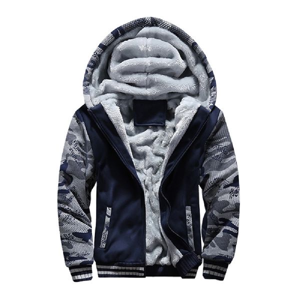 Men's Stylish Hooded Winter Warm Jacket - Camouflage Sleeves