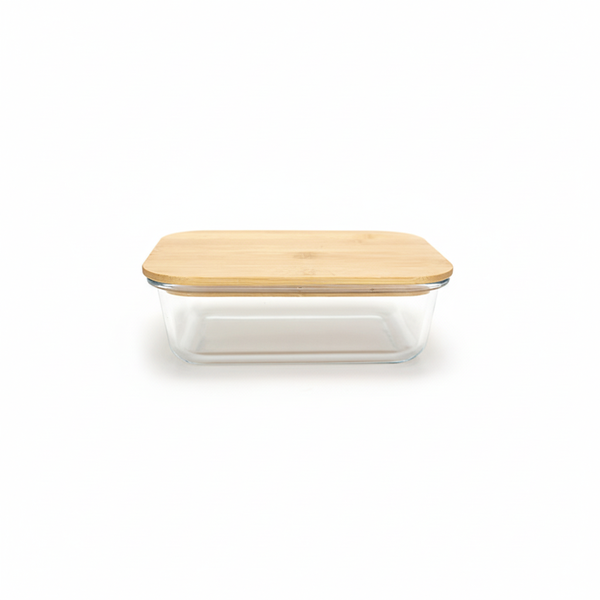 High Borosilicate Glass Bowl With Bamboo Lid 400ml - Transparent