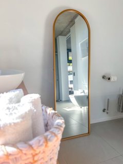 Arched Full-Length Mirror 140 x 45cm | Gold Heavy Duty Metal Frame Mirror