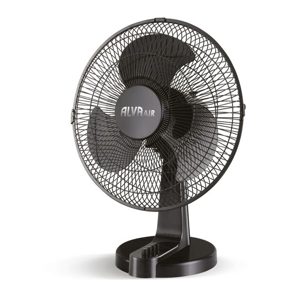 ALVA AIR 40cm Plastic Desk Fan | Black | 3 Speed, Oscillating, 45W