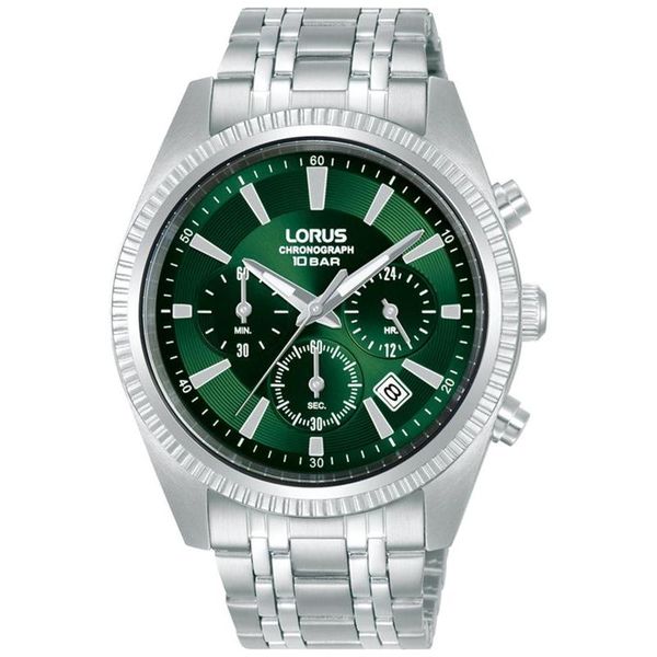 Lorus Men Silver-Green Metal Button Analogue, Sport RT397KX9