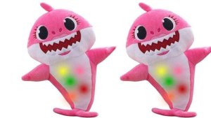 Baby Shark Soft Singing Light Up Plush Toy Pink - 2 Piece