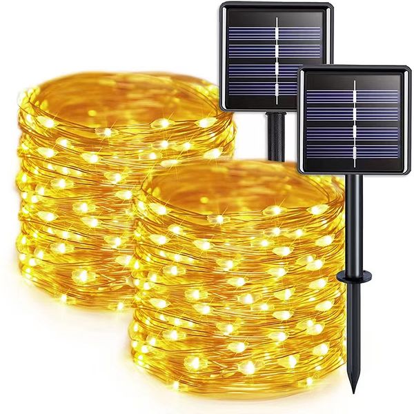 2 Pack Battery Operated 100 LED Outdoor Solar String Lights -12M
