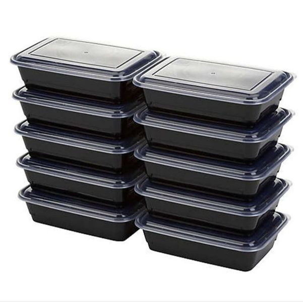 Rectangular Meal Prep 1 compartment with Lids Portion Control - Set of 40