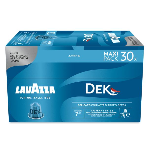 Lavazza Decaffe for Nespresso - 30 Aluminium Coffee Capsules Maxi Pack