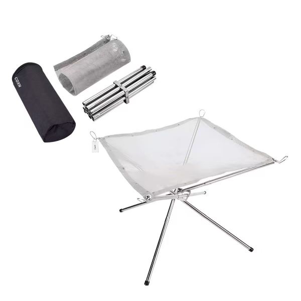 Coxn-56cmPortable Stainless Steel Fire Pit for Camping and Outdoor Campfire