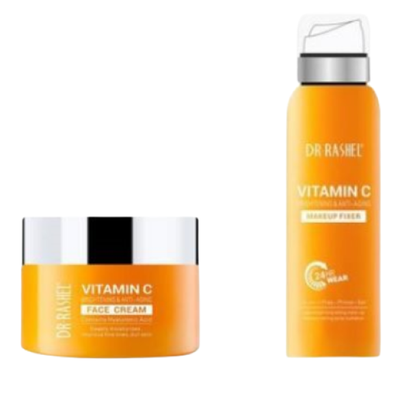 Vitamin C Brightening &amp; Anti-Aging Makeup Fixer and Face cream Combo