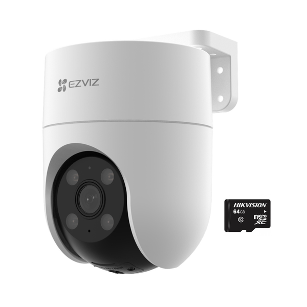 EZVIZ H8C 4MP 2K+ Outdoor Pan/Tilt Security WiFi Camera &amp; Hiksemi 64GB SD