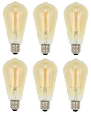 Teempeest E27 LED 4W Filament Bulb ST64 - 6 Pack Combo