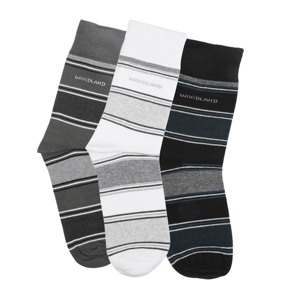 Woodland Men's Striped Formal Socks - Triple Pack (BD154)